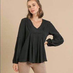 Black Pin-tuck Top
